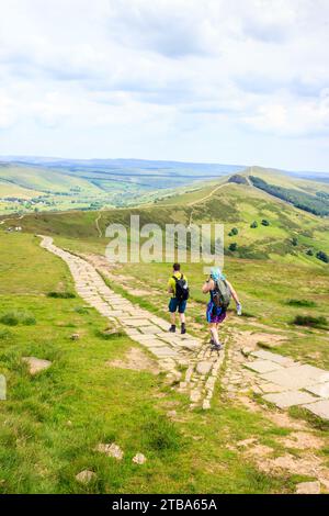 Sentiero di pietra, Mam Tor, Derbyshire Dales Foto Stock