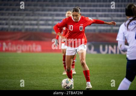 St Polten, Austria. 5 dicembre 2023. FEIERSINGER (AUT) alla partita di calcio Austria - Norvegia UEFA Women's Nations League 2023/2024 nella Niederoesterreich-/NV-Arena di St. Poelten. Credito: Andreas Stroh/Alamy Live News Foto Stock