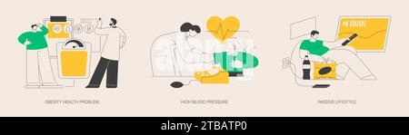 Problemi di stile di vita inattivo illustrazioni vettoriali astratte. Illustrazione Vettoriale