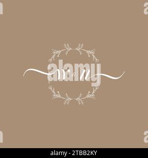 Logo WN di firma iniziale, design di nozze e moda Illustrazione Vettoriale