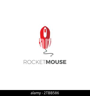 Logo Rocket mouse dal design moderno. Logo del computer Illustrazione Vettoriale