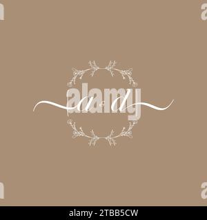 Logo di scrittura A mano con firma iniziale, design di nozze e moda Illustrazione Vettoriale