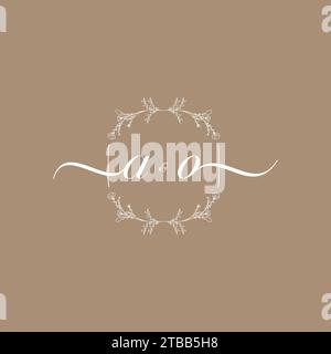Logo scritto a mano con firma iniziale, design di nozze e moda Illustrazione Vettoriale