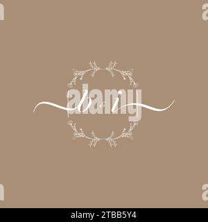 Logo BIBLIOGRAFICO con firma iniziale, design di nozze e moda Illustrazione Vettoriale