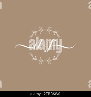 Logo di scrittura a mano DF con firma iniziale, matrimonio e design di concetto di moda Illustrazione Vettoriale