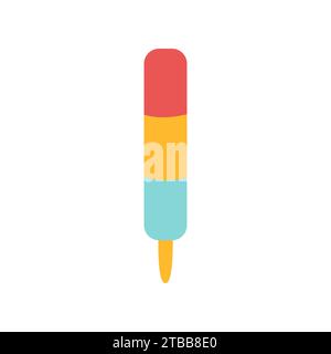 Gelato alla frutta colorato su un'illustrazione vettoriale a bastone. Illustrazione estiva minimalista a colori Illustrazione Vettoriale