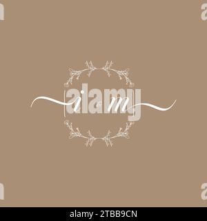 Logo calligrafia IM con firma iniziale, design di nozze e moda Illustrazione Vettoriale