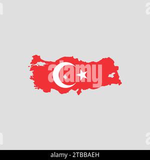 Mappa dettagliata della Turchia. Con la bandiera turca Illustrazione Vettoriale