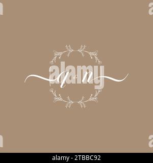 Logo calligrafico QN con firma iniziale, design di nozze e moda Illustrazione Vettoriale