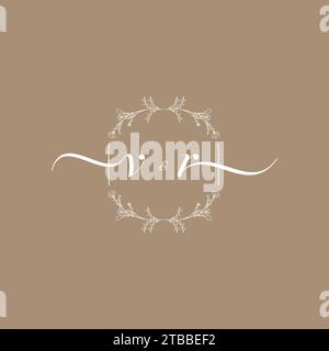 Logo di scrittura a mano VR con firma iniziale, design di nozze e moda Illustrazione Vettoriale