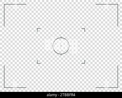 Interfaccia del mirino della fotocamera. Schermo di messa a fuoco della fotocamera dello smartphone della griglia della fotocamera. interfaccia video per cellulare su sfondo trasparente. Illustrazione Vettoriale