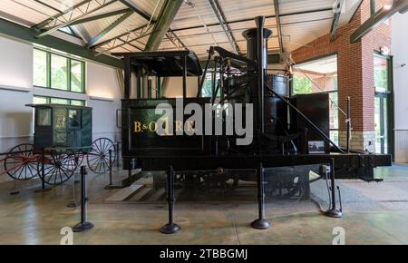 Treni storici al Carillon Historical Park, museo di Dayton, Ohio, USA Foto Stock