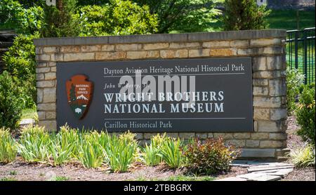 All'esterno del Wright Brothers National Museum presso il Carillon Historical Park, museo di Dayton, Ohio Foto Stock