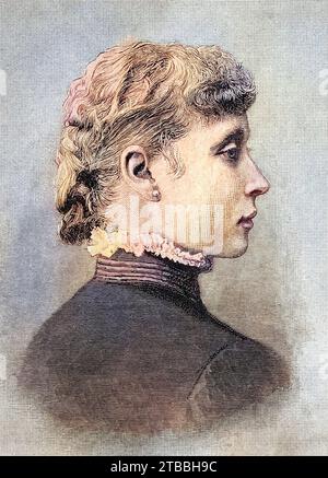 Prinzessin Viktoria Alberta Elisabeth Mathilde Marie von Hessen-Darmstadt va, 1863 - 1950, War durch Heirat Prinzessin von Battenberg, spätere Marchesa di Milford Haven, Historisch, digital restaurierte Reproduktion von einer Vorlage aus dem 19. Jahrhundert / Principessa Vittoria Alberta Elisabeth Mathilde Marie d'Assia-Darmstadt va, 1863 - 1950, fu per matrimonio Principessa di Battenberg, poi Marchesa di Milford Haven, storica, riproduzione restaurata digitalmente da un originale del XIX secolo Foto Stock