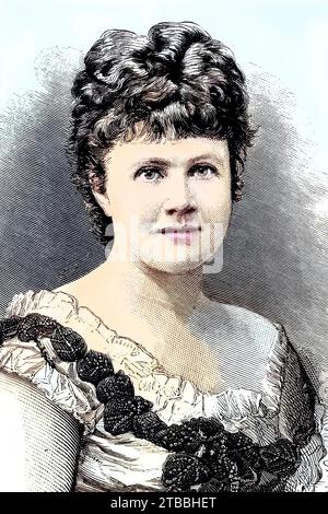 Prinzessin Elisabeth Pauline Ottilie Luise zu Wied va, 1843 - 1916, War durch Heirat Königin von Rumänien und unter dem pseudonimo Carmen Sylva Schriftstellerin, Historisch, digital restaurierte Reproduktion von einer Vorlage aus dem 19. Jahrhundert / Principessa Elisabeth Pauline Ottilie Luise zu Wied va, 1843 - 1916, fu Regina di Romania per matrimonio e scrittrice sotto lo pseudonimo di Carmen Sylva, storica, riproduzione restaurata digitalmente da un originale del XIX secolo Foto Stock