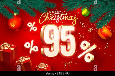 Buon Natale, sconto del 95%. Banner e poster di vendita. Vettore Illustrazione Vettoriale