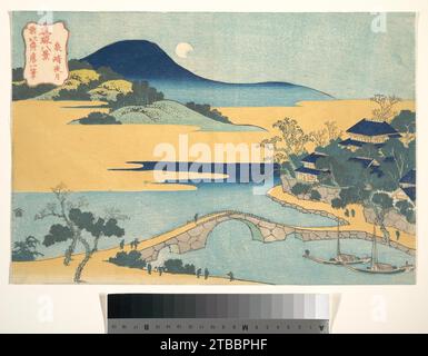 Luna serale a Izumizaki (Izaumizaki yagetsu), dalla serie otto viste delle Isole Ryukyu (Ryukyu hakkei) 1939 di Katsushika Hokusai Foto Stock