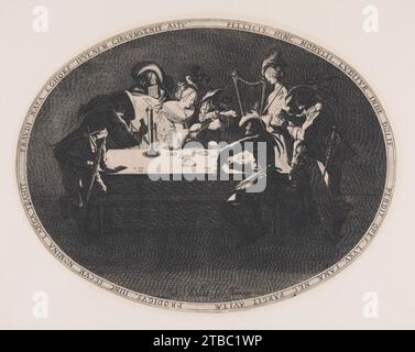 Le Brelan, Piece appelee aussi Les Joueurs de Cartes et l'Enfant Produgue Trompe par une Troupe de Filous (Three of a Kind, chiamato anche The Card Players and the Prodigal Son Tricked by a Group of Thieves) 1925 di Jacques Callot Foto Stock