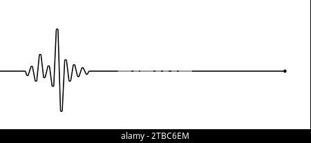 Il cuore ha battuto una linea. Linee continue disegno di morte cardiaca. Impulso onda. Schema di arresto ART. Emergenza estrazione manuale. Contorno nero modificabile Illustrazione Vettoriale