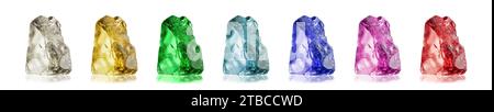 Set di colori delle gemme preziose naturali non tagliate (l'originale N2) quarzo, topazio, smeraldo, acquamarina, zaffiro, amethyst, ruby Foto Stock