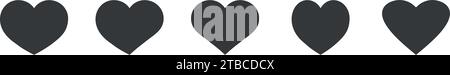 Le icone del cuore nero impostano il vettore Illustrazione Vettoriale