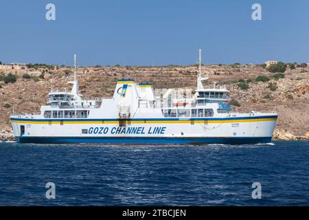 Gozo, Malta - 27 agosto 2019: Nave traghetto MV Ta Pinu della Gozo Channel Company Limited, comunemente nota come Gozo Channel Line o Gozo Ferry Foto Stock