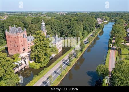 Aereo dal castello Nijenrode al fiume Vecht nei Paesi Bassi Foto Stock