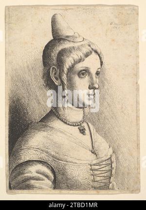 Giovane donna con un cappello conico a destra 1957 di Wenceslaus Hollar Foto Stock