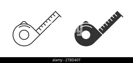 Icona del nastro di misurazione. Icona del metro a nastro. Simbolo di costruzione della roulette. Illustrazione vettoriale Illustrazione Vettoriale