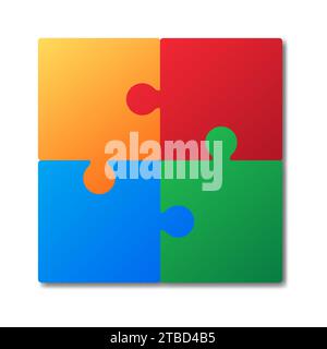 Icona del puzzle. Seghetto alternativo colorato. Icona dei pezzi del puzzle. Illustrazione del vettore piatto Illustrazione Vettoriale