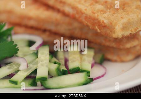 Filetto di pesce croccante di merluzzo dell'Alaska Foto Stock