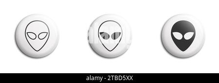 Simbolo della faccia o della testa aliena extraterrestre. Illustrazione vettoriale Illustrazione Vettoriale