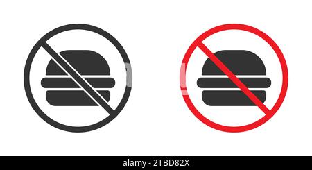 Nessuna icona del fast food. Simbolo Burger proibito Illustrazione Vettoriale