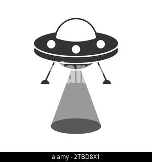 Icona disco volante UFO isolata su sfondo bianco. Icona della macchina volante aliena. Illustrazione vettoriale Illustrazione Vettoriale