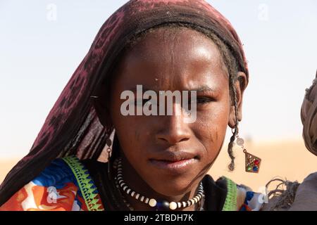 ragazze nomadi in ciad Foto Stock