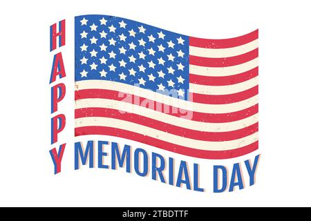 Giorno della memoria del nemico Vector American flag. Bandiera vintage og USA per il giorno della memoria Illustrazione Vettoriale