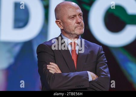 Napoli, Italia. 6 dicembre 2023. Angelo Binaghi è un direttore sportivo italiano ed ex tennista presidente della Federazione Italiana Tennis durante la nona edizione dei Gazzetta Sports Awards, la cerimonia di premiazione dedicata alle star dello sport, organizzata dalla Gazzetta dello Sport a Napoli il 6 dicembre 2023 a bordo della MSC Fantasia. Credito: Agenzia fotografica indipendente/Alamy Live News Foto Stock