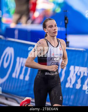 Annika Koch partecipa a Pontevedra nel World Triathlon Championship Series 2023. Foto Stock