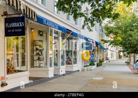 vista della strada principale nel porto di sag, new york Foto Stock
