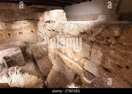 Scantinato Mura di pietra della struttura fenicia - Palermo - Italia Foto Stock