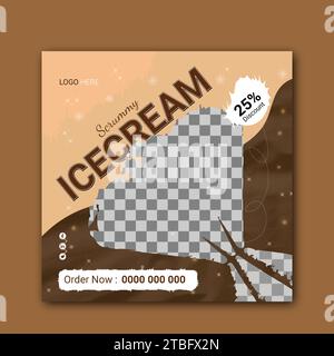 Marketing commerciale di fast food post sui social media o design di modelli di banner Web, poster di vendita online di gelati e pasta Illustrazione Vettoriale