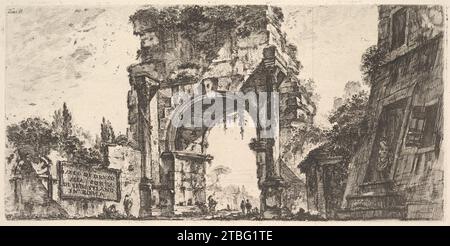 Tavola 8: Arco di Druso alla porta S. Sebastiano a Roma (Arco di Druso alla porta di Sebastiano in Roma), da "Antichita Romane de' tempi della Repubblica, e de' primi Imperatori" 1937 di Giovanni Battista Piranesi Foto Stock