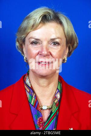 Elisabeth Liz Mohn, deutsche Verlegerin und Medienunternehmerin, Vorsitzende des Vorstands der Bertelsmann-Stiftung, Ehefrau des Verlegers Reinhard Mohn, Ritratto, circa 1992. Foto Stock