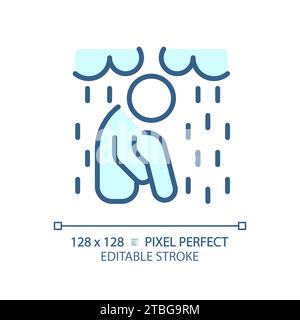 Icona 2D sottile lineare semplice blu disperazione Illustrazione Vettoriale