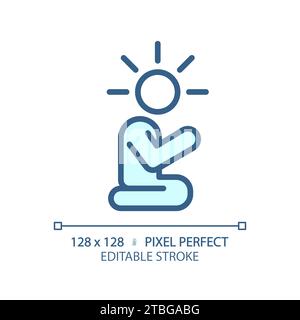 Icona di rilievo blu semplice lineare 2D Illustrazione Vettoriale