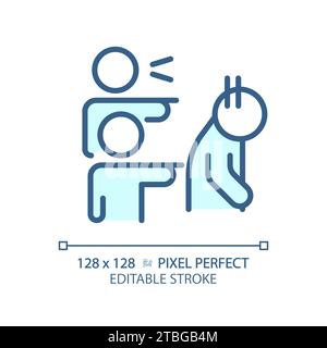 Icona di discriminazione blu semplice lineare 2D Illustrazione Vettoriale