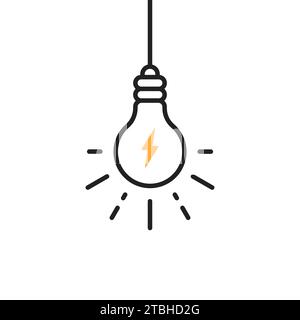 lampadina a sospensione con icona lampeggiante Illustrazione Vettoriale