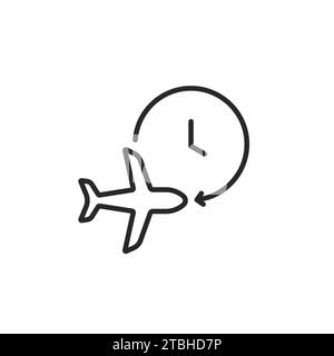 timer contorni e icona aereo Illustrazione Vettoriale
