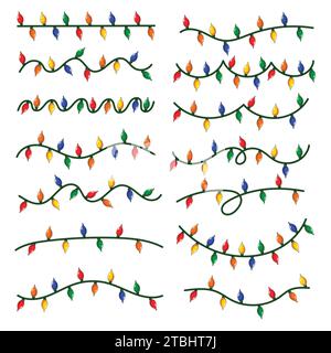 Collezione di luci natalizie, illustrazioni vettoriali per la tua azienda o marchio Illustrazione Vettoriale