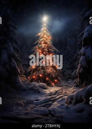 Albero di Natale, inverno, neve, dicembre, Natale, sfondo digitale Foto Stock